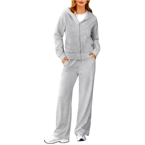 MEROKEETY Women's 2 Piece Outfit Hoodie Sweatsuit Sets Fall Zip up Lounge Sweatpants Tracksuit