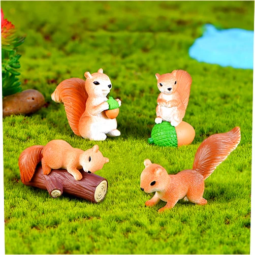TPEDDII Squirrel Figurines for Miniature Fairy Garden Accessories - Adorable Set of Mini Squirrels for Outdoor Decor and DIY Fairy Gardens