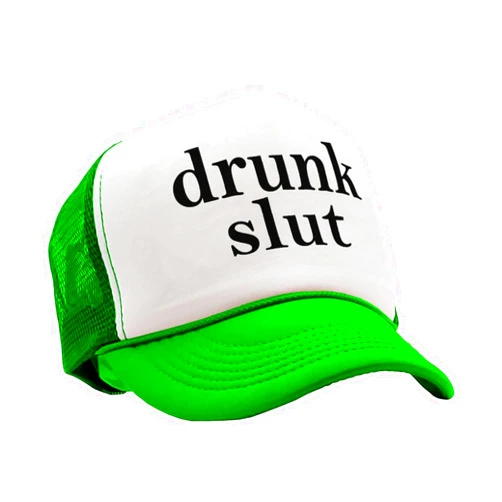 The Goozler Drunk Slut Adjustable Mesh Trucker Hat Funny Adult Humor Snapback Baseball Cap Drinking Gift for Men and Women
