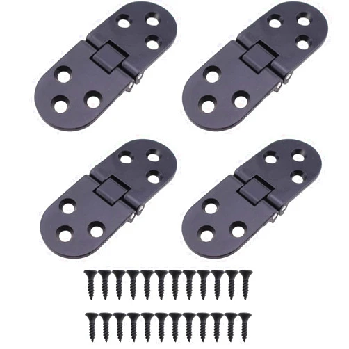 TAODAN 4PCS 78x29mm Black Furniture Cabinet Folding Flap Hinge Zinc Alloy Tray Hinge 180 Degree Countertop Folding Flap Hinge with Screw for Folding Desk Computer Desk Desktop Table Dining Table