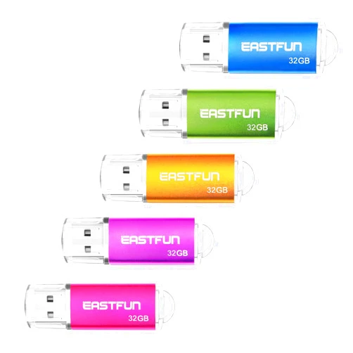EASTFUN 32GB USB 2.0 Flash Drive Memory Stick Thumb Drive Pen Drive Jump Drive Zip Drive, 5 Pack (5 x 32GB), Colors (Gold Rose Blue Purple Green)