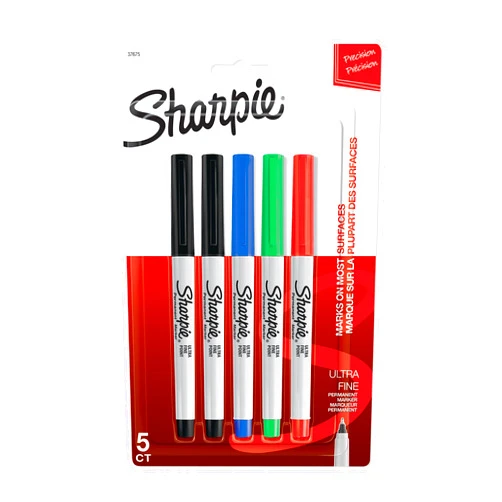 Sharpie 37675PP Permanent Markers, Ultra Fine Point, Assorted Colors, 5 Count