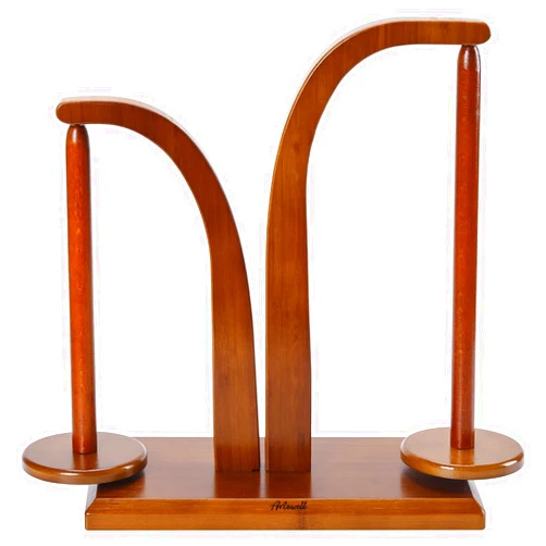 FLYKEY Yarn Holder for Knitting and Crocheting,Wooden Yarn Spinner with 2 Spindles by Artowell,an Ideal Gift for Knitting Enthusiasts Knitting,Wool Storage for Knitting Lovers in Walnut Color