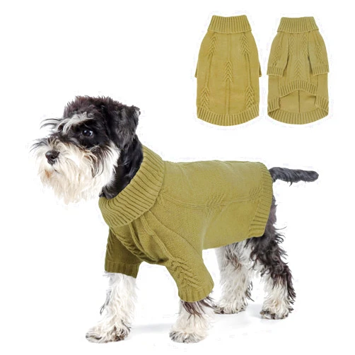 NACOCO Dog Knitted Sweater - Pet Classic Sweatshirt Cat Clothes Soft Thickening Winter Warm Knitwear Outfits Apparel for Small Medium Large Dog (Green, M)