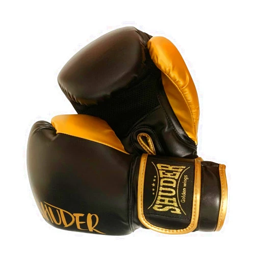 Shuder Golden Wings Boxing Gloves, Kickboxing, Muay-Thai, MMA, Sparring, 14oz
