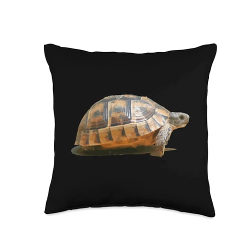 Tortoise Gifts And Land Turtle Tees by taiche Sideview of A Walking Turkish Tortoise Isolated Throw Pillow, 16x16, Multicolor