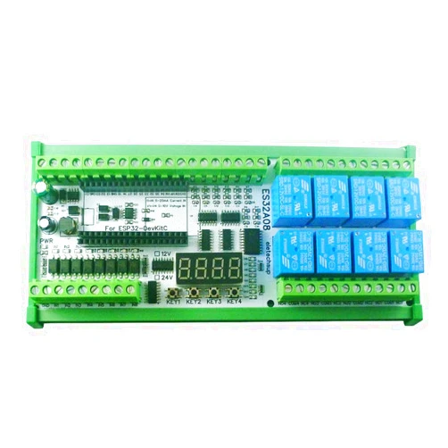 Eletechsup 8AI-8DI-8DO DC 12V 24V ESP-WROOM-32 ESP32 Expansion Board RS485 4-20MA 0-5V 0-10V Analog Collection WiFi Relay Switch DIY (12V Relay with Shell)