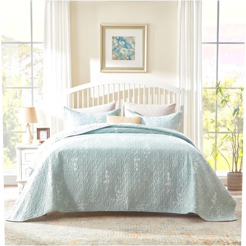 SunStyle Home Queen Size Quilt Set, Lightweight Microfiber Soft Coverlet Reversible Quilted Pattern Summer Quilt Bedspreads Comforter Set for All Season, 3 Piece Includes 1 Quilt + 2 Shams