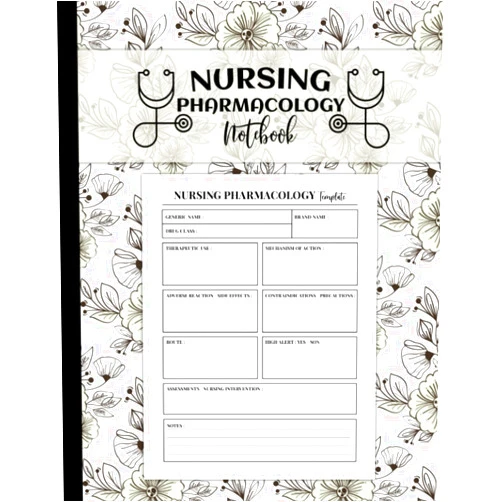 ALMOMARID Publishing Nursing Pharmacology Notebook: Blank Medication Template Notebook for Nursing Students, 120 Pages