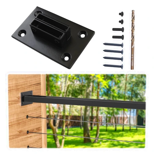 Muzata HT10 HL10 HT14 HL11 HL12 Flat Handrail Accessories - 2Pack End Brackets Universal Black Stainless Steel Handrail Support Wall Mount Base, HA34 BP4