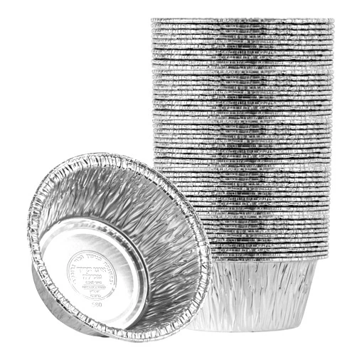 Plasticpro 4.5'' Inch Round Tin Foil Pans Disposable Aluminum, Freezer & Oven Safe Pack of 50