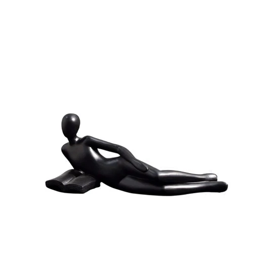 TJWZRKHPM Decoration Reading Fit for Man Resin Figurine Study Room Desktop Abstract Thinker Figure Ornament Home Living Room Office Decoration Fashion(Black-D)