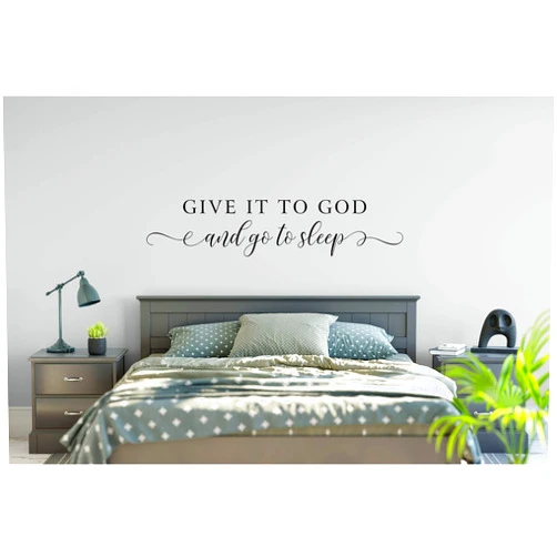 ABAK DESIGN Give it to God and Go to Sleep Decal Wall Words Vinyl Lettering Bedroom Decor Room quote Vinyl Wall Decal