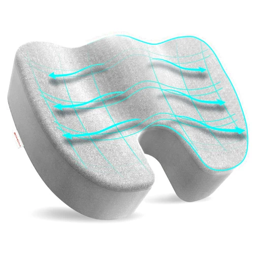 Bomdaia Office Chair Pad Seat Cushion, Memory Foam Coccyx Seat Cushion, Desk Chair Car Seat Cushion for Tailbone, Sciatica, Back Pain Relief (Gray)