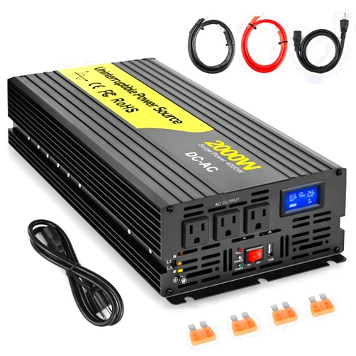 SWITMH 2000W Sump Pump Backup Battery: 2000 Watt Pure Sine Wave Inverter with LCD Display - Backup Power System for Emergency and Power Outage Use - Auto Switches for Continuous Sump Pump Operation
