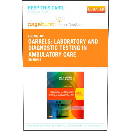 By Marti Garrels MSA MT(ASCP) CMA (AAMA) (Author), Carol S. Oatis MSEd MT SM (ASCP) CMA (AAMA) (Author) Laboratory and Diagnostic Testing in Ambulatory Care - Elsevier eBook on Intel Education Study (Retail Access Card): A Guide for Health Care Professionals