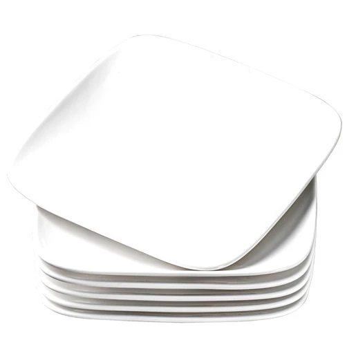 DELLING Appetizer Plates - 10 in Square Dinner Plates, White Dessert Plate, Dinnerware Dish Set for Dinner and Salad, Restaurant, Kitchen and Dinner Serving Platter Set,Set of 6