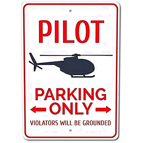 Wisesign Pilot Parking Metal Signs Decorative Retro Tin Sign Poster Plaque Home Deocr Funny Gifts 8 X 12, Pilot Gift, Pilot Decor, Helicopter Gift