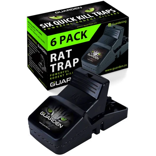 Guarden Rat Trap Six Pack - Indoor and Outdoor Traps for Mice, Voles, Rats, Chipmunks - Easy to Set, Powerful Snap, Quick Kill - by Guarden