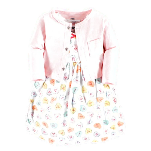 Hudson Baby Baby Girls' Cotton Dress and Cardigan Set