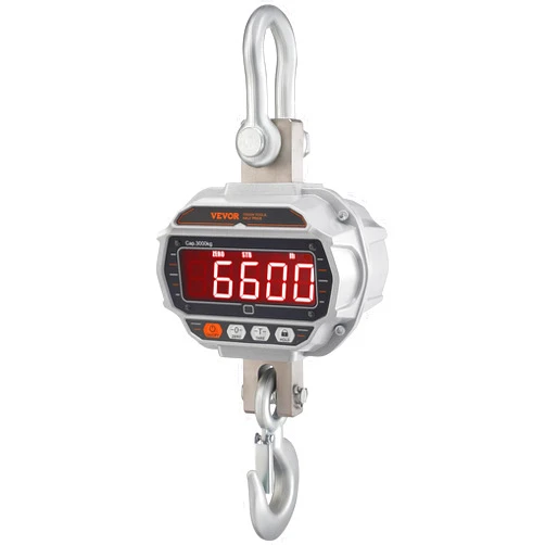 VEVOR Hanging Scale, Crane Scale Industrial Heavy Duty with Remote Control, Cast Aluminum Case & LED Screen, 6600 lbs/3000 kg, Digital Crane Scale High Precision for Construction, Factory, Farm