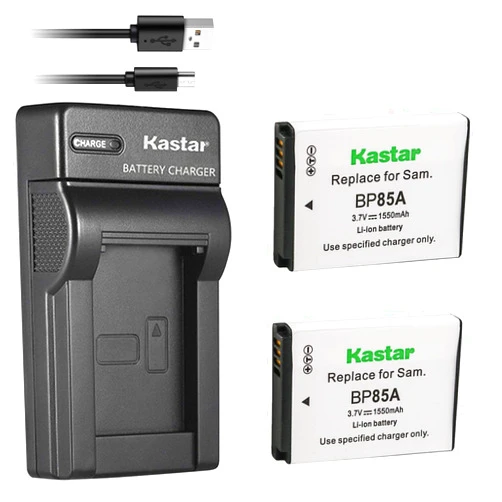 Kastar Battery (X2) & Slim USB Charger for Samsung EA-BP85A EA-BP85A/E Samsung BP85A Samsung EC-SH100ZBPBUS EC-SH100ZBPRUS EC-SH100ZBPSUS Samsung PL210 Samsung SH100 Samsung ST200 ST200F Samsung WB210