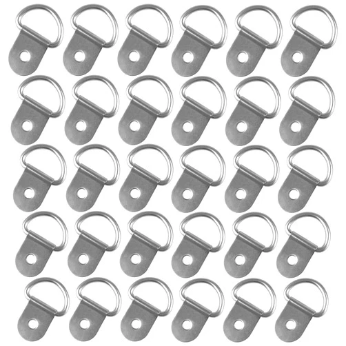 EXCELFU 30 Pack Small Stainless Steel D-Ring Tie Downs D Rings Anchor Lashing Ring for Loads on Case Truck Cargo Trailers RV Boats