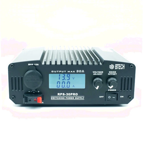 BTECH RPS-30PRO 30 Amp Regulated Universal Compact Bench Power Supply, AC-to-DC Power Convertor, 13.8V (9~15VDC Adjustable) with Noise Offset Adjustment, Includes Multiple Power Connections