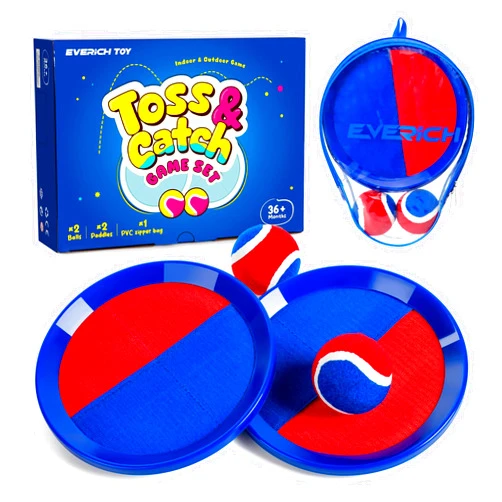 EVERICH TOY Upgraded Toss and Catch Ball Game Set, Kids Toy Stocking Stuffers for Boys Girls Ages 3-12, Includes 2 Paddles 2 Sticky Balls, Water-Resistant Indoor Outdoor Toy for Beach Pool Yard