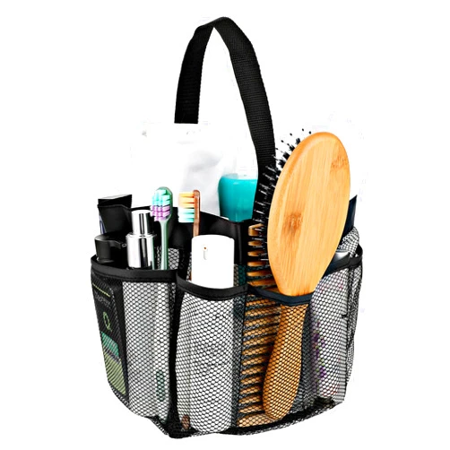 Dimeho Mesh Shower Caddy Bag Portable Large Capacity Bath Tote Basket Quick Dry Hangable Toiletry Organizer Bag 8 Storage Pocket for Gym College Dorm Beach Swimming Pool Camp Travel