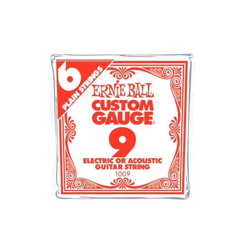 Ernie Ball Nickel Plain Single Guitar String .009 6-Pack