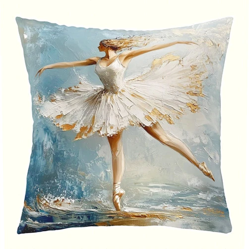 Erosebridal Ballet Pillow Cover Home Room Decor,Girls Ballerina Throw Pillow Cover 16x16 Inch for Sofa Bed Couch,Dance Ballet Cushion Cover,Oil Art Ballet Dancing Dress Decorative Pillow Cover
