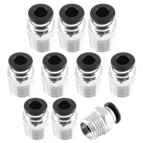 Qjaiune 10Pcs Male Straight Push to Connect Fittings 6mm Tube OD x 1/4 inch NPT Thread, Air Push Connect Tool Pneumatic Hose Fittings