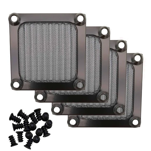 IMSurQltyPrise 60mm Computer Case Fan Filter Grills with Screws, Aluminum Frame Ultra Fine Stainelss Steel Mesh, Black Color - 4 Pack