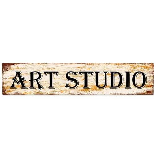 HJYCFKL Vintage Tin Sign Art Studio Sign for Bedroom Kitchen Garden Wall Home Cafe Restaurant Hotel Wall Farm Yard Front Door Indoor Outdoor Street Decor 4 x 16 Inches