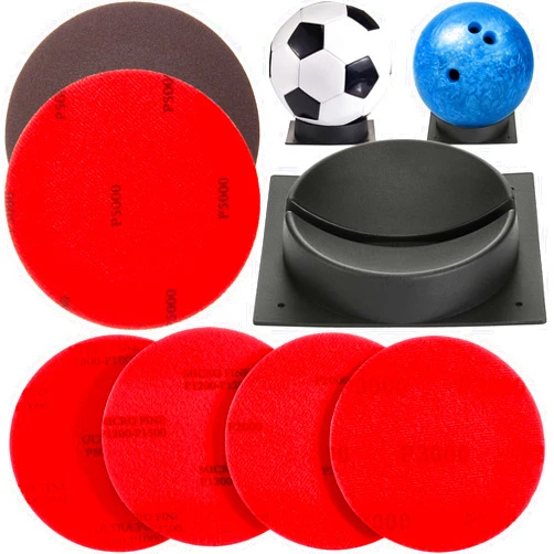 Zhanmai 7 Pieces Bowling Sanding Pads Cup Set, Including 6 Resurfacing Polishing Kit Bowling Ball Grit Pads Bowling Ball Cup Bowling Ball Stand Bowling Ball Holder for Bowling Sports Ball Cleaning Display