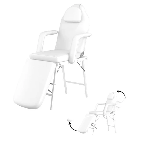 HENGJIANYI Portable Massage Table, Adjustable Tattoo Chair Salon Bed with Armrests and Headrest, 3-Section Massage Bed for Professional Facial Lash Beauty Treatment Spa, White