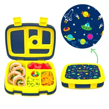Bentgo Kids Prints Leak-Proof, 5-Compartment Bento-Style Kids Lunch Box - Ideal Portion Sizes for Ages 3 to 7 - BPA-Free, Dishwasher Safe, Food-Safe Materials - 2021 Collection (Space)
