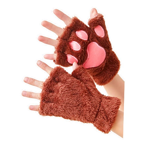 OTPEH Cat Paws Gloves Fingerless Bear Furry Paw Cute Hand Paw Gear Cosplay Costume Accessories