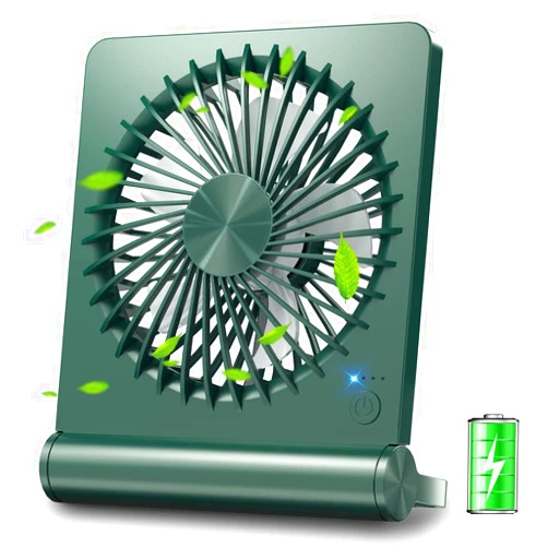 Veakson Small Portable Desk Fan USB&Battery Operated, Veakson 3 Speeds 3000mAh Rechargeable Travel Fan with Max 24H Quiet Working, 220° Folding Mini Personal Table Fan for Home,Bedroom,Office,Outdoor,Camping