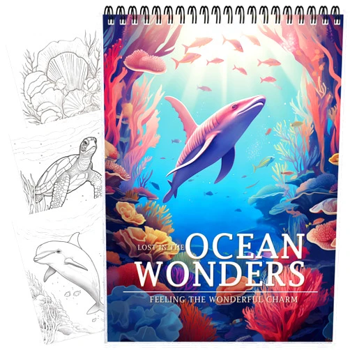 CKMOREL Coloring Book for Women Spiral Bound, Lay Flat While Coloring Adult Coloring Book 30 Pages One Sided Design Gift for Adult to Relax and Relieve Anxiety Ocean Wonders