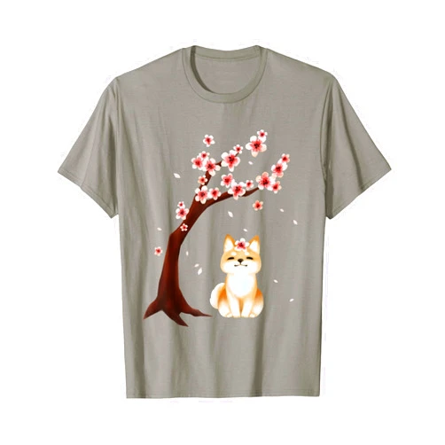 Vintage Cherry Blossom Shiba Inu Dog Japanese Cherry Blossom Sakura Flower T-Shirt T-Shirt