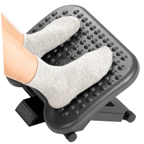 HUANUO Adjustable Under Desk Footrest, Foot Rest for Under Desk at Work with Massage, Foot Stool Under Desk with 3 Height Position & 30 Degree Tilt Angle Adjustment for Home, Office