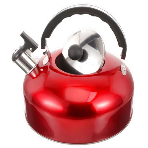 BESTonZON Whistling Tea Kettle Tea Bottle Stainless Steel Stovetop Teapot 4L Camping Water Kettle Kitchen Coffee Kettle Metal Water Pot with Cool Handle for Home Office Red