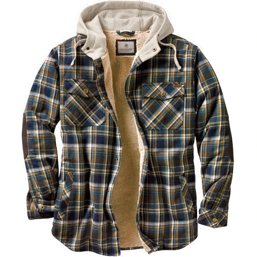 Legendary Whitetails Men's Camp Night Berber Lined Hooded Flannel Shirt Jacket