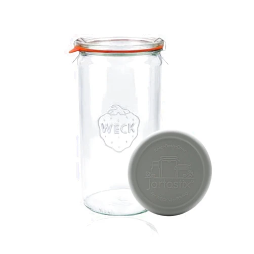 WECK 974 Cylindrical Jar with Silicone Lid - Ideal for Canning and Storage - Large Glass Jar Storage for Food, Sugar, Flour - Safely Store Your Food with an Air-Tight Seal and Lid | Made in Germany,