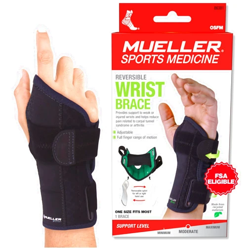 MUELLER Sports Medicine Green Fitted Wrist Brace, Wrist Pain Relief Support for Men and Women, Ideal for Carpal Tunnel, Tendinitis, Arthritis, Fits Left or Right Hand, Black, One Size
