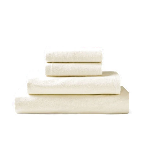 Brielle Home Flannel Sheet Set Cotton Soft Warm & Cozy Modern Chic with Elastic Deep Pockets, Full, Cream
