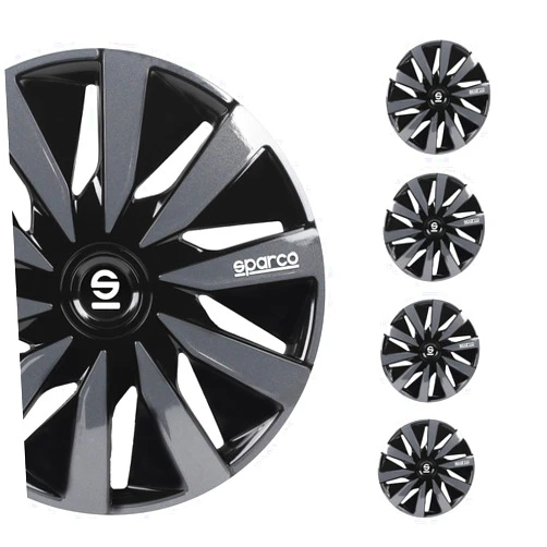 Sparco SPC1491BKGR Wheel Covers Lazio 14-inch Black/Grey