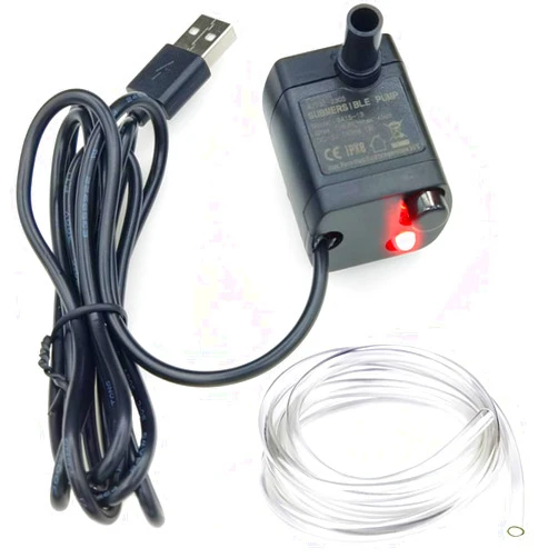 Huwaicpi DC 5V USB Light Mini Submersible Pump for Pet Fountains,Aquarium Fish Tanks,Ponds,Fountains,Hydroponics（black）
